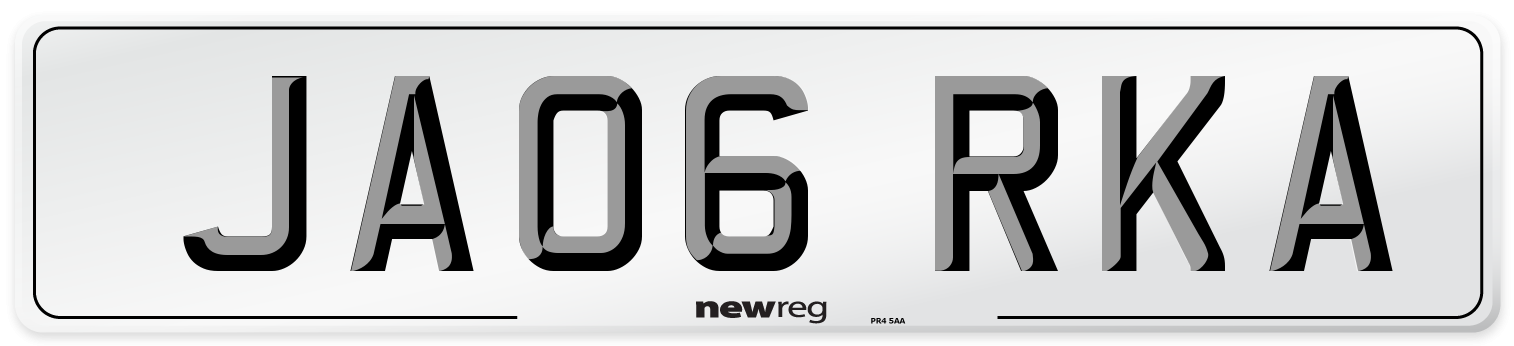JA06 RKA Number Plate from New Reg